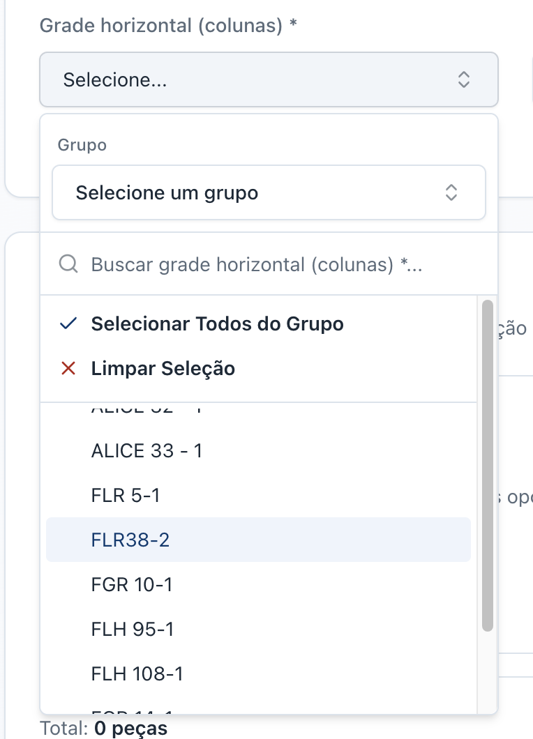 Selecionar grade coluna